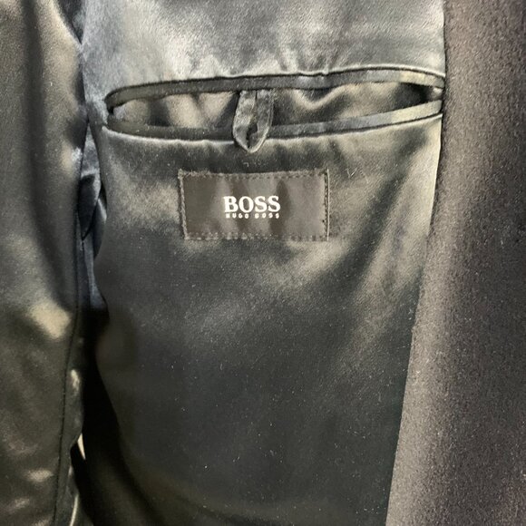 Hugo Boss Wool Trench Coat Large Black Preppy Old Money Corpcore 90s Overcoat - Picture 11 of 16